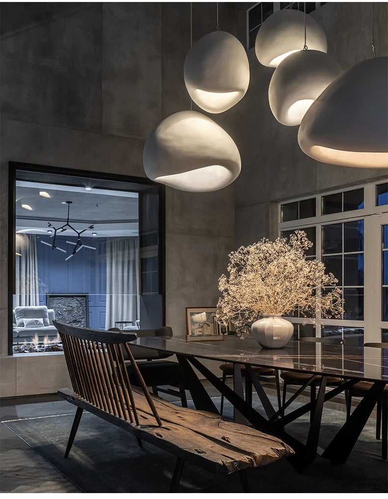 Nordic Wabi Sabi Pendant Lamps Dining Room Lighting Modern Living Room Bedroom LED Ceiling Chandelier Loft Lustre Hanging Lights