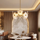 Tribesigns Modern Gold Chandeliers for Dining Room, Farmhouse Luxury 4-Light Chandelier for Bedroom, Adjustable Hanging Pendant