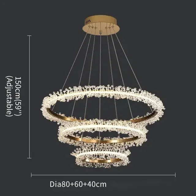 French Light Luxury Lamps Modern Minimalist Living Room Diningroom Bedroom Lighting Internet Celebrity Ring  Crystal Pendant