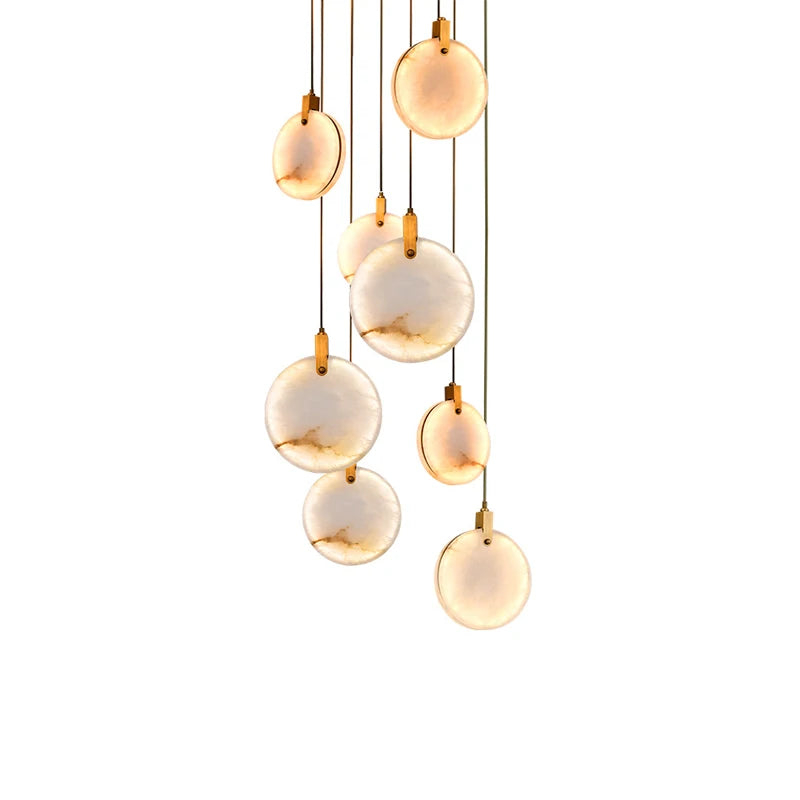 New Chinese LED Marble Gold Home Deco Designer Chandelier Lighting 2026 New Trend Lustre Hanging Lamps For Living Room