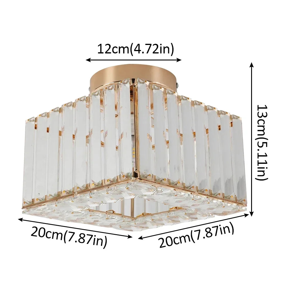 Modern Crystal Ceiling Light Flush Mount Ceiling Chandeliers Lamp LED Bedroom Corridor Entrance Lighting Fixtures E27 Gold Black