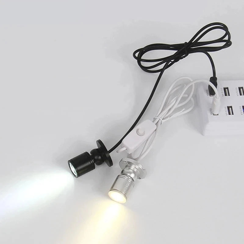 USB small spotlight 3W mini hand-held display cabinet wine cabinet workbench jewelry atmosphere lamp adjustable led spotlight