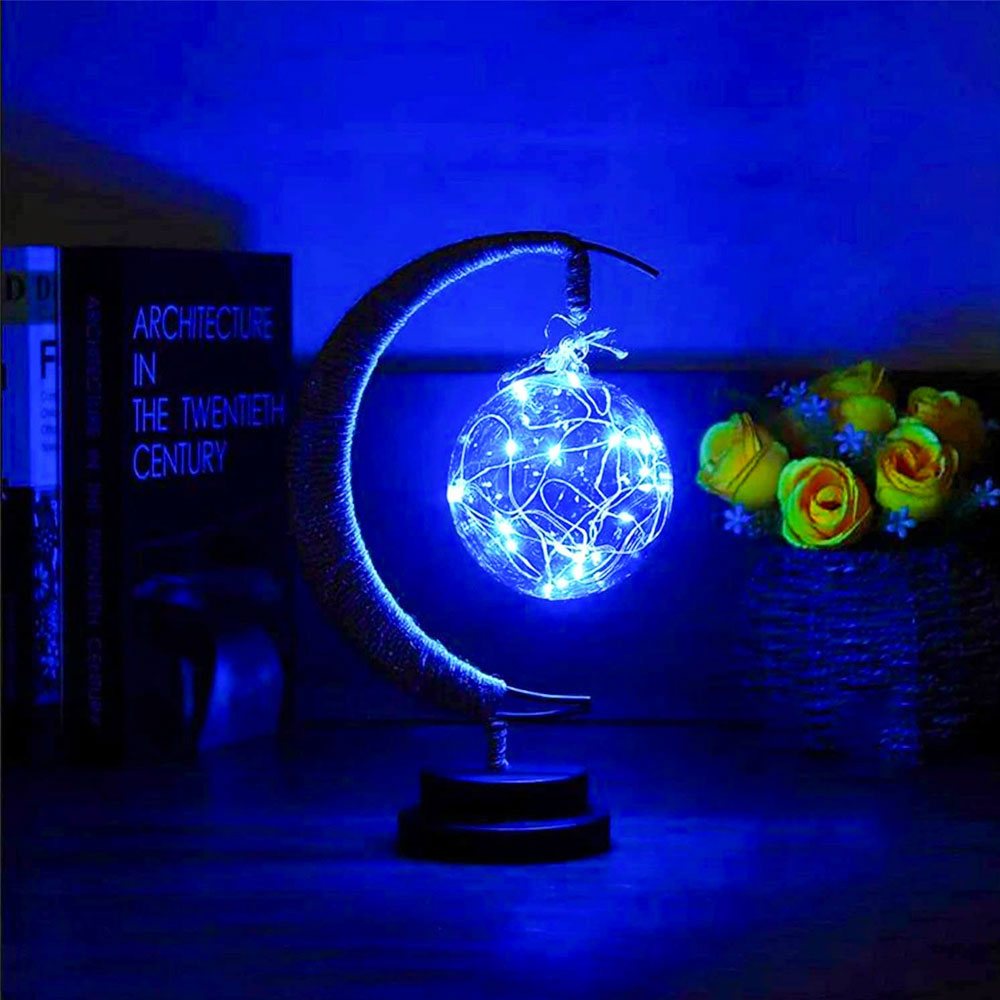 Moon Lamp Night Light with Stand USB/Battery Powered Multicolor Enchanted Lunar Bedside Lamp Moon wishing ball lamp Ramadan 2023
