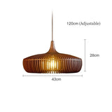 Rustic Wooden Round Pendant Light Chandelier - Modern Farmhouse Ceiling Hanging Lamp Fixture for Dining Table, Living Room & Restaurant Decor