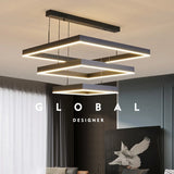 Modern Square LED Pendant Lamp Table Dining Living Room Hanging Light Bedroom Kitchen Hall Chandelier Home Decor Lighting Fixtur