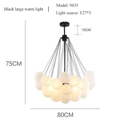 Nordic Frosted Glass Ball Chandelier for Dining Living Room Decoration Gold Black Bubble LED Pendant Lights Hanging Lamp