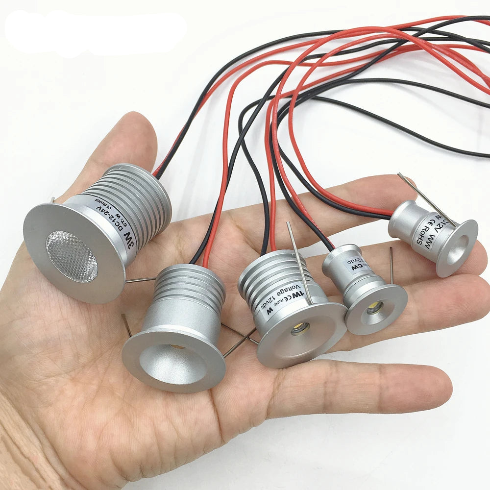 Indoor LED Mini Downlight 3W 1W Dimmable Recessed Down Light DC12V Aluminium Ceiling spot Lamp Under Bedroom Cabinet Spotlight