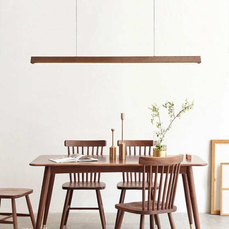Japanese Minimalist Restaurant Bar Counter With Antique Wooden Pendant Lights Office Reception Area With Eye-Friendly LED Light
