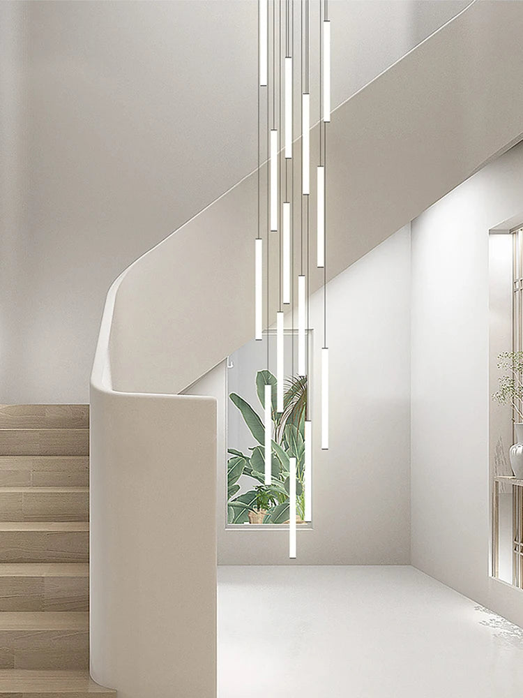 Minimalist Chandelier LED Stair Strip Lamp Duplex Building Interior Lighting Lamps Modern Dining Table Living Room Pendant Light
