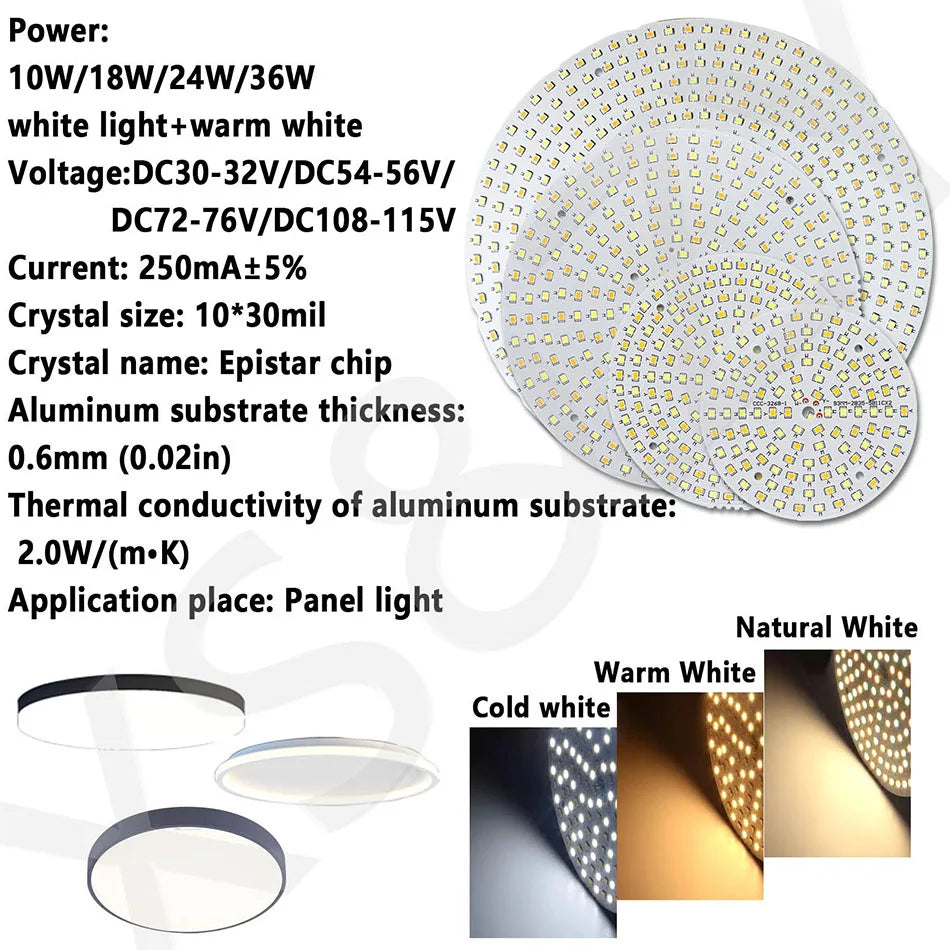 LED Light Board Two-Color LED 10W 18W 24W 36W Chip Source Lamp Bead Constant Current Input Diode For Panel  Light  Ceiling Lamp