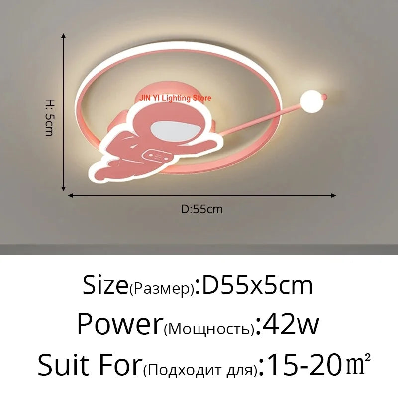 New Designer Home Warm Children's Room Ceiling Light Creative Simple Modern Personality Astronaut Boys Girls Bedroom Lighting