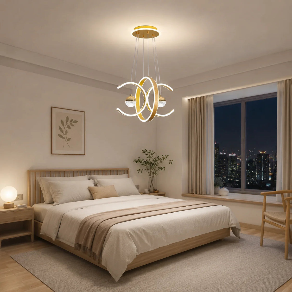 Modern three-color LED pendant lights paired with acrylic creative ring-shaped pendant lights, luxurious ceiling lights, suitable for living rooms, dining rooms, and bedrooms.