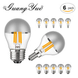 G45 Edison LED Globe Night Bulb - 4W Dimmable E12 E14 E26 E27 Silver Top Mirror Light