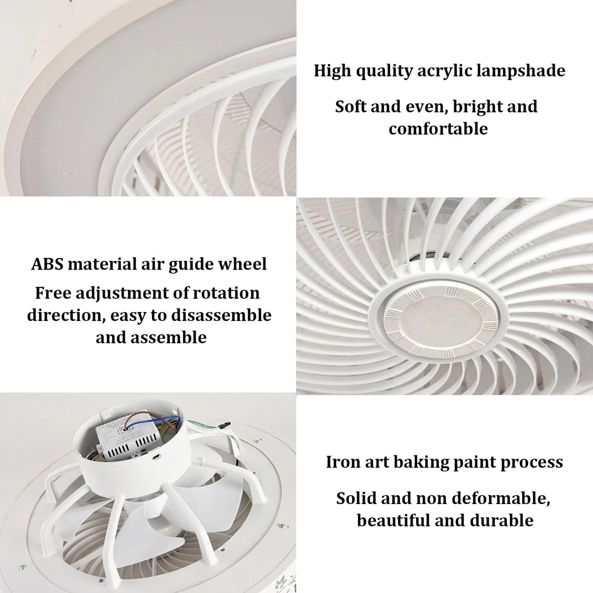 Ceiling Fan with Light, LED Dimmable Ceiling Fans with Remote Control, 3 Speeds Reversible, for Bedroom Study Room, White, 50cm