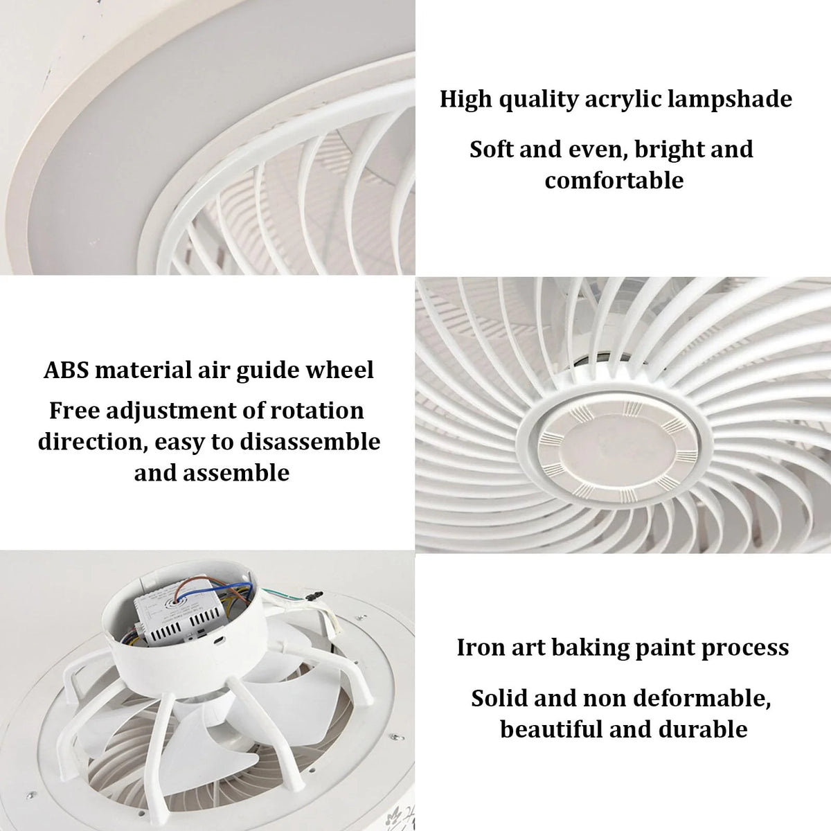 Ceiling Fan with Light, LED Dimmable Ceiling Fans with Remote Control, 3 Speeds Reversible, for Bedroom Study Room, White, 50cm