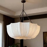 Japanese Fabric Chandelier - Retro Iron Chain Pendant Light for Living Room