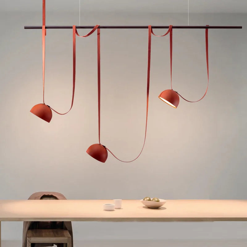 Nordic Art Leather Metal LED Chandelier Living Dining Room Bedroom Bar Island Luminaire Personalized Home Decor Lighting Fixture