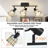 Vintage Track LED 2/3/4/6 Light Ceiling Spotlight Rustic Metal and Rattan Light Industrial Track Lamp for Foyer E12
