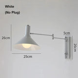 Extendable Foldable Bauhaus Bedside Lamp - Adjustable Swing Arm Plug-In LED Wall Light