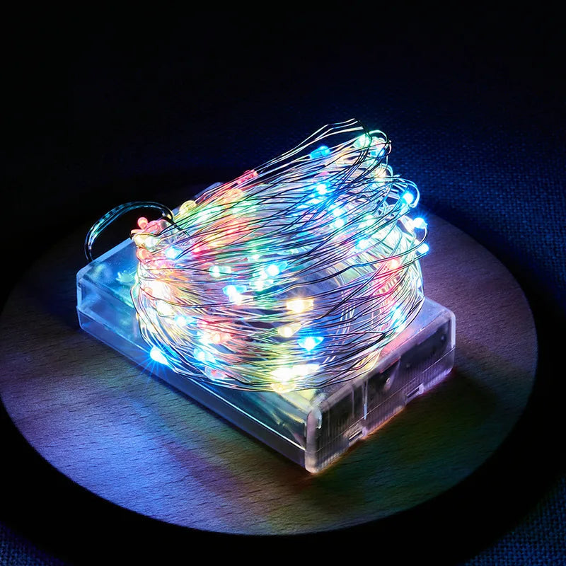 Battery Powered LED Silver Wire String Lights - 1M 2M 5M 10M Fairy Garland
