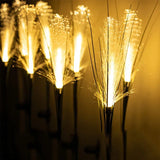 LED Solar Outdoor Reed Lamp (IP65 Waterproof) - Fiber Optic Landscape Stake Light Fixture for Garden, Lawn, Yard & Christmas Holiday Path Decor