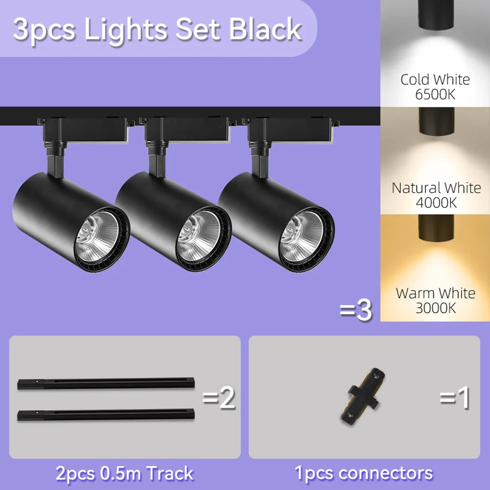 Led Track Light Spot Led Rail Lighting COB Light Fixture Led Spot Lights 220v Ceiling spots Lamp For kitchen Clothing Shop Store