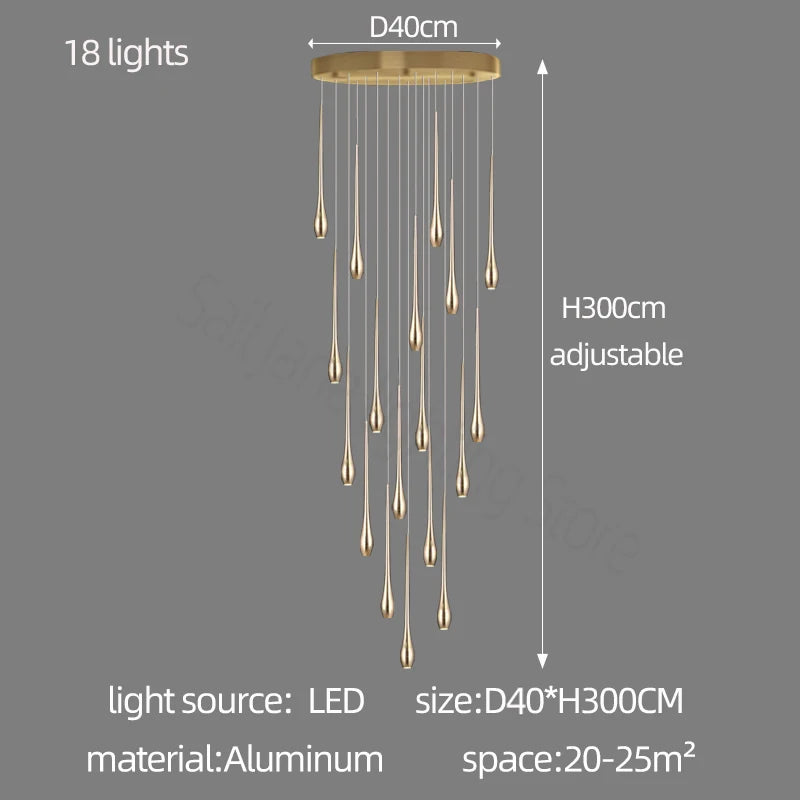 Nordic Style LED Modern Pendent Lamp Suitable For Villa Staircase Pendant Double-Layer Attic Ceiling Lamp Living Room Chandelier