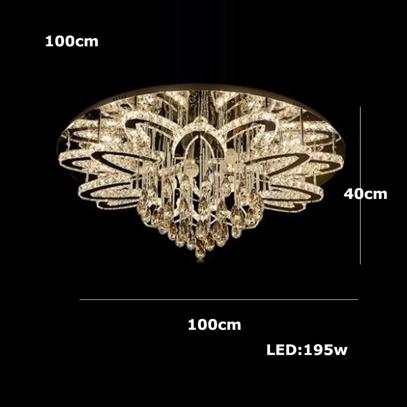 High-end Luxury LED Chandelier Living Room Restaurant Bedroom Hotel Villa Remote Control Crystal Pendant Lamp Home Decor Light