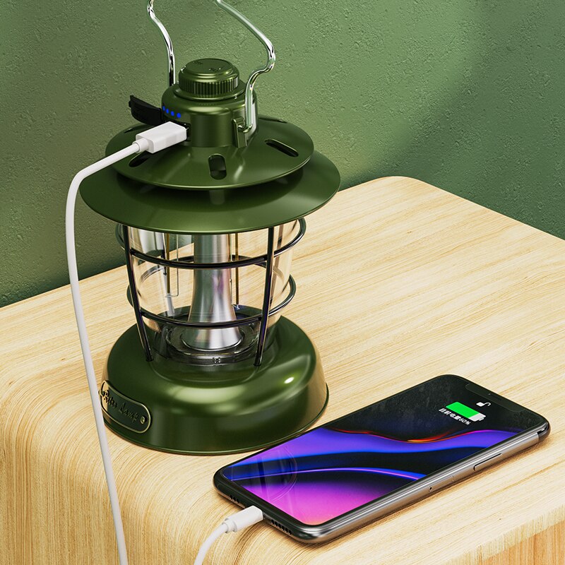 LED Tent Night Light Handle Camping USB Rechargeable Bulb Outdoor Portable Lamp Emergency Lantern With Infinite Dimming Function