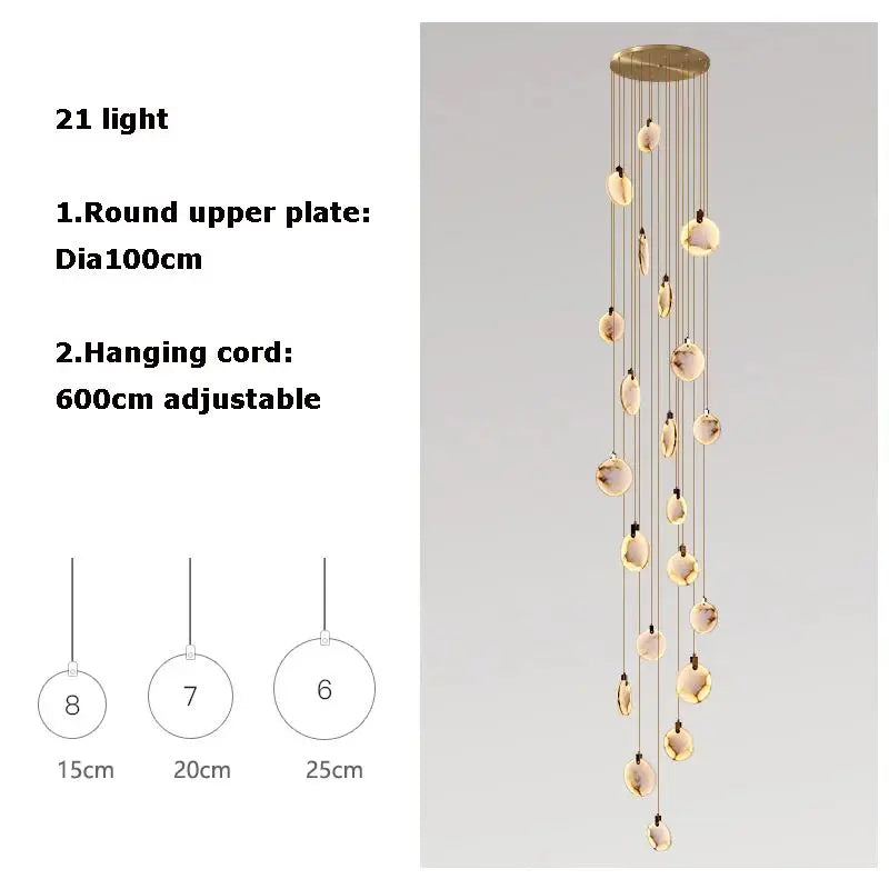Nordic LED Marble Ceiling Chandelier Ceiling Lamps Pendant Lights for Attic Lobby Lighting Living Room Staircase  Home Decor