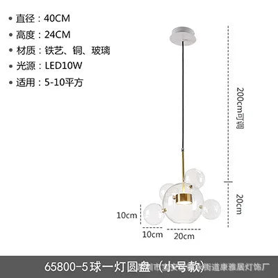 Nordic Mickey Chandelier Bubble Ball Led Pendant Lights Creative Personality Restaurant Kitchen Glass Ball Bar Indoor Lighting