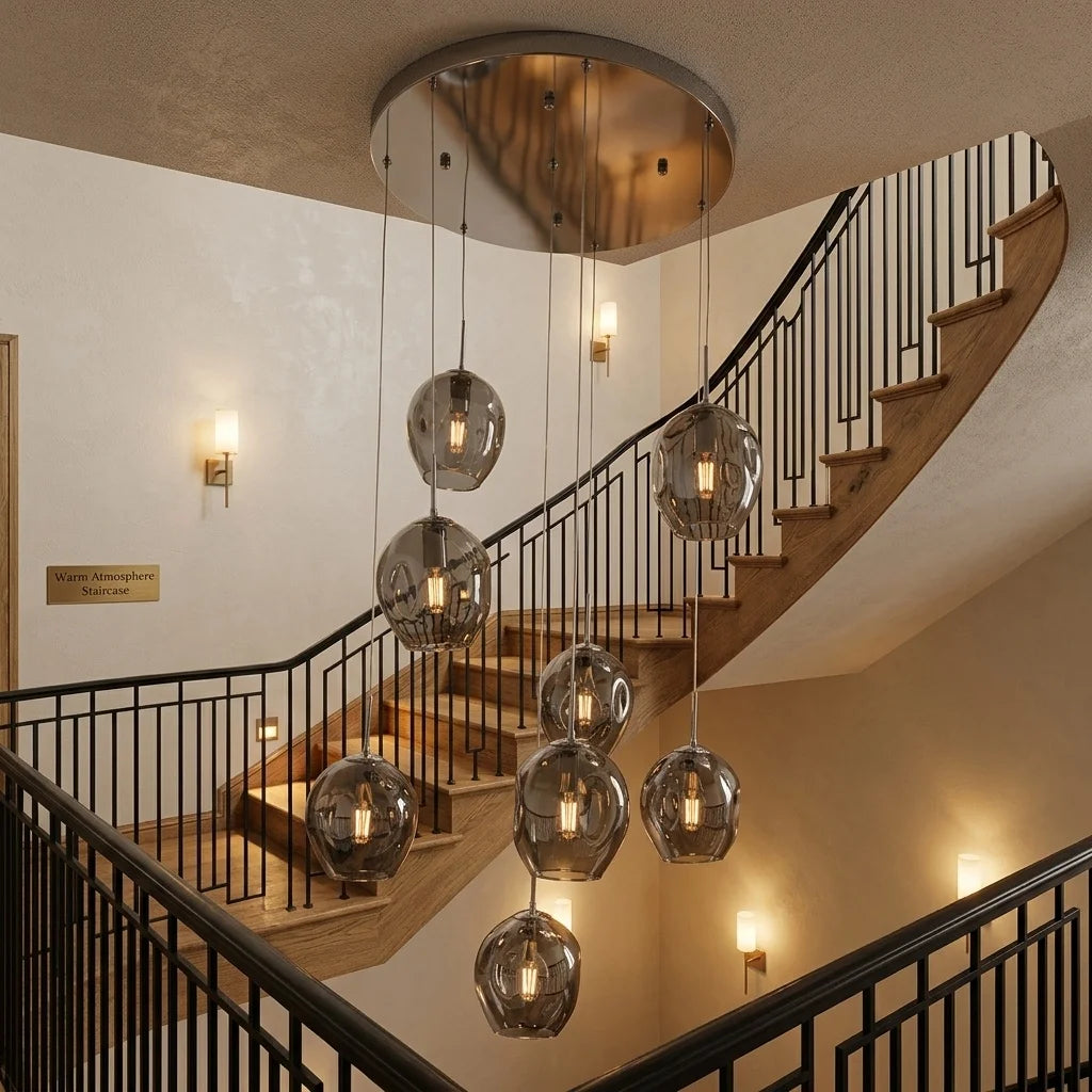 Modern Spiral Staircase Chandelier Crystal Ball Lamp Long Lighting for Living Room Villa Loft Dining Room 2026 New Design