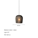 Modern Creative Led Pendant Lamp Handmade Rattan Bedside Dining Room Bar Chandelier Bedroom Bedside Lamp Hanging Light Fixture