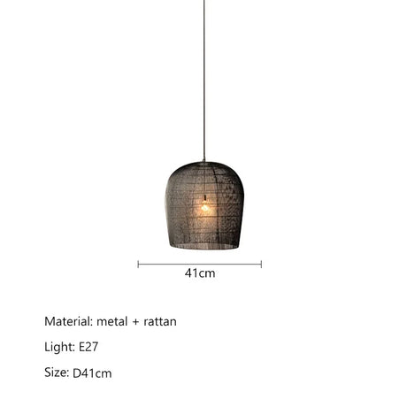 Modern Creative Led Pendant Lamp Handmade Rattan Bedside Dining Room Bar Chandelier Bedroom Bedside Lamp Hanging Light Fixture