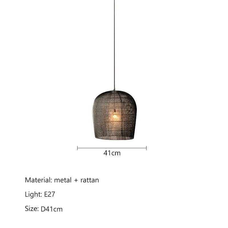 Modern Creative Led Pendant Lamp Handmade Rattan Bedside Dining Room Bar Chandelier Bedroom Bedside Lamp Hanging Light Fixture