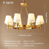 Rural LED ring Copper Ceiling Chandelier retro Fabric lamp Living Room Bedroom Home Decor Hanging Lamp American dining light