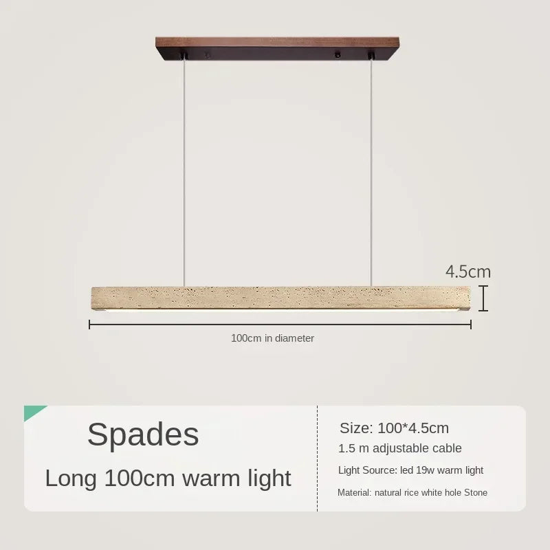 Japanese Wabi Sabi Stone Long Strip Chandelier One Line Down light Restaurant Living Room Office Study Table Light Fixture Wood