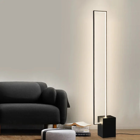 Modern Black Rectangle Led Floor Lamp Living Room Decors Led Standing Lights Loft Hotel Bedroom Bedside Dimmable Floor Lighting