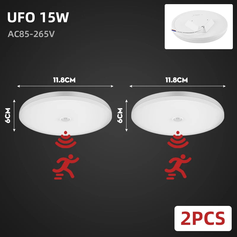 Modern LED Motion Sensor Ceiling Lamp - 20W PIR Smart Night Light Fixture