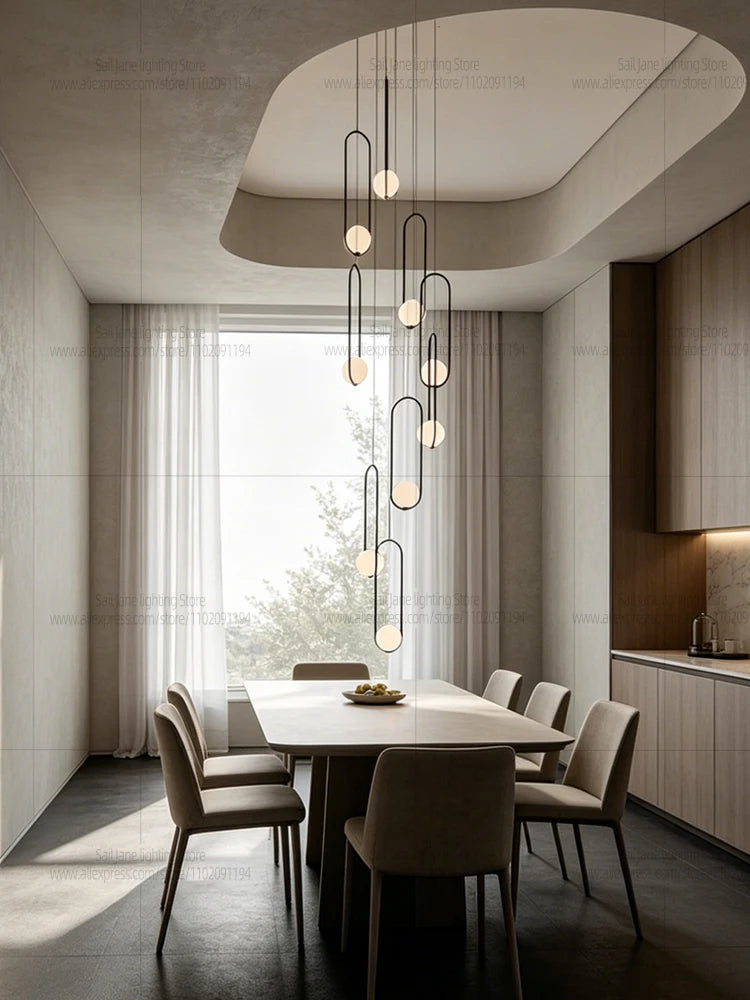 Nordic Home Decor LED Chandelier Villa Living Room Ceiling Light Suspended Staircase Pendent Lamp Dining Table Pendent Light