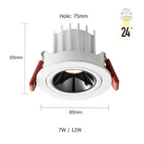 Led Downlight Recessed Deep Anti-glare Led Ceiling Downlights Single/ Double Dimmable 12W 24W For Home Bedroom Spot Office Lamp