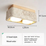 Square Yellow Travertine LED Recessed Ceiling Light - No Main Lamp Grid Spotlight Fixture for Living Room, Bedroom & Hallway