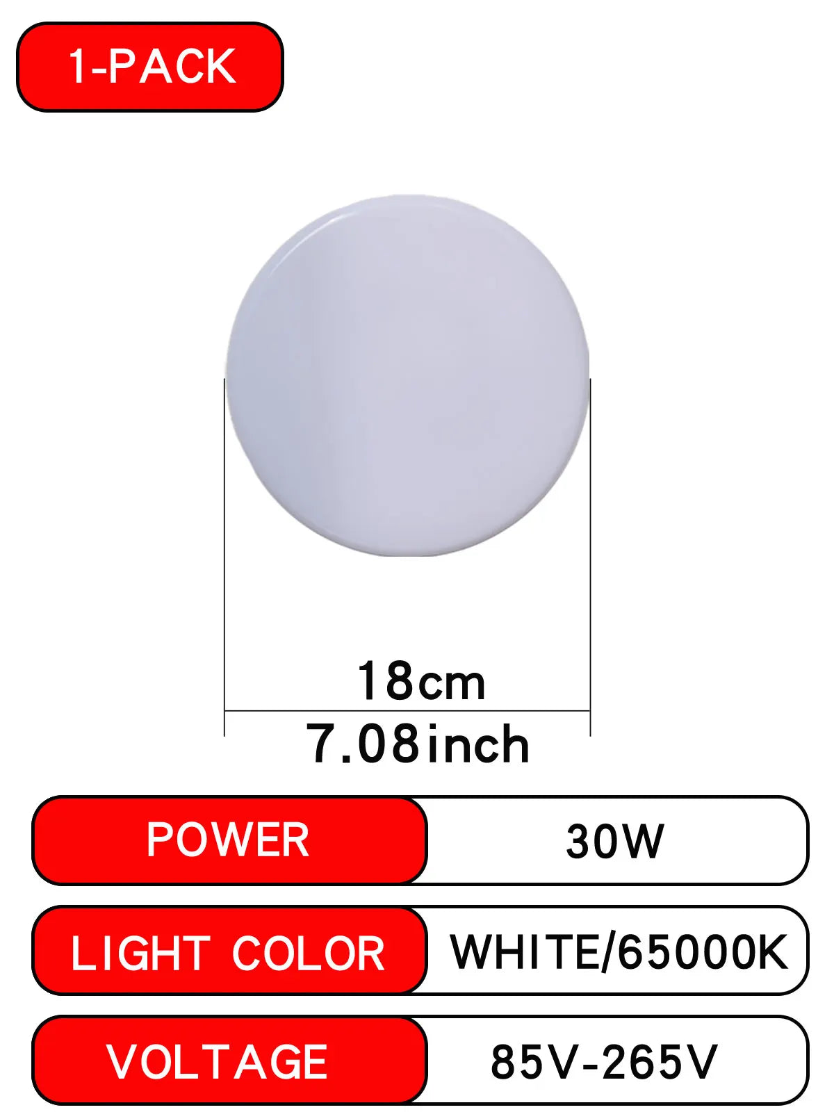 E27 LED Flying Saucer Bulb (30W/40W/60W) - 6500K Daylight Energy Saving Flat Ceiling Light Lamp for Garage & Home