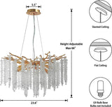 Modern Crystal Chandelier Raindrop Hanging Pendant Light Fixture for Kitchen Island Living Room Dining Room