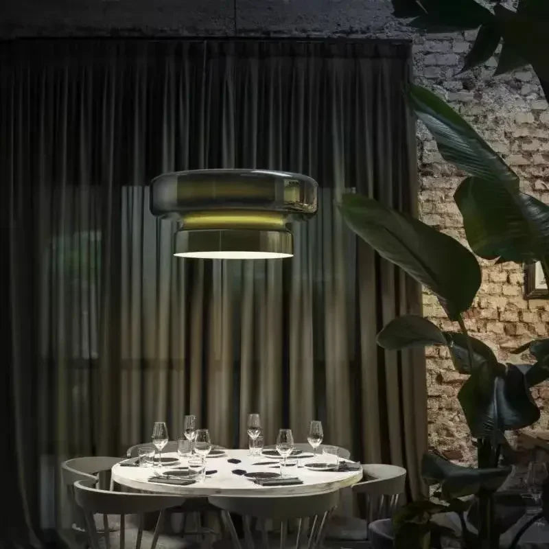 LED Fashion Glass Pendant Lights Modern Annular Chandelier Designer Hanging Lamp Home Room Decoration for Living Bedroom Fixture