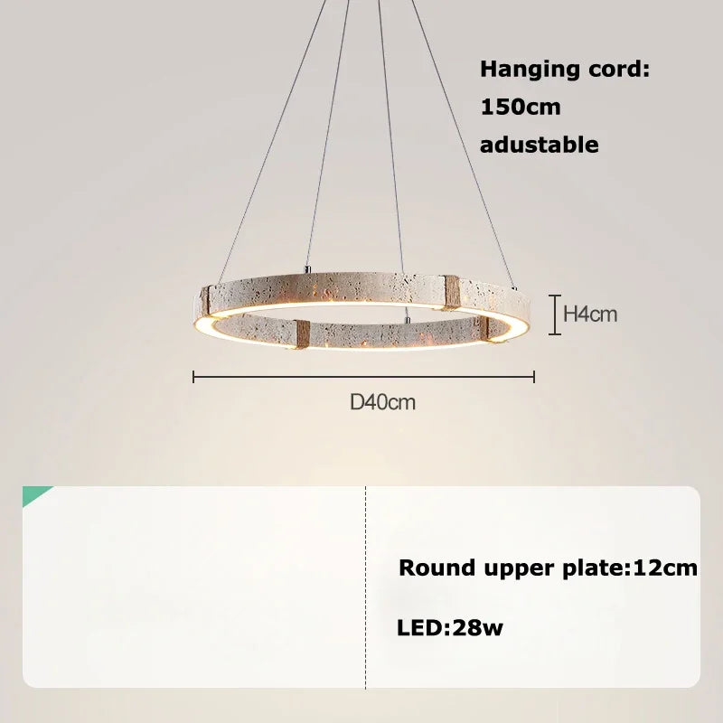 Trendy Home Decoration Round Linear Natural Stone Chandelier Lighting Lustre Para Sala Estar Hanging Lamps For Dinning Room
