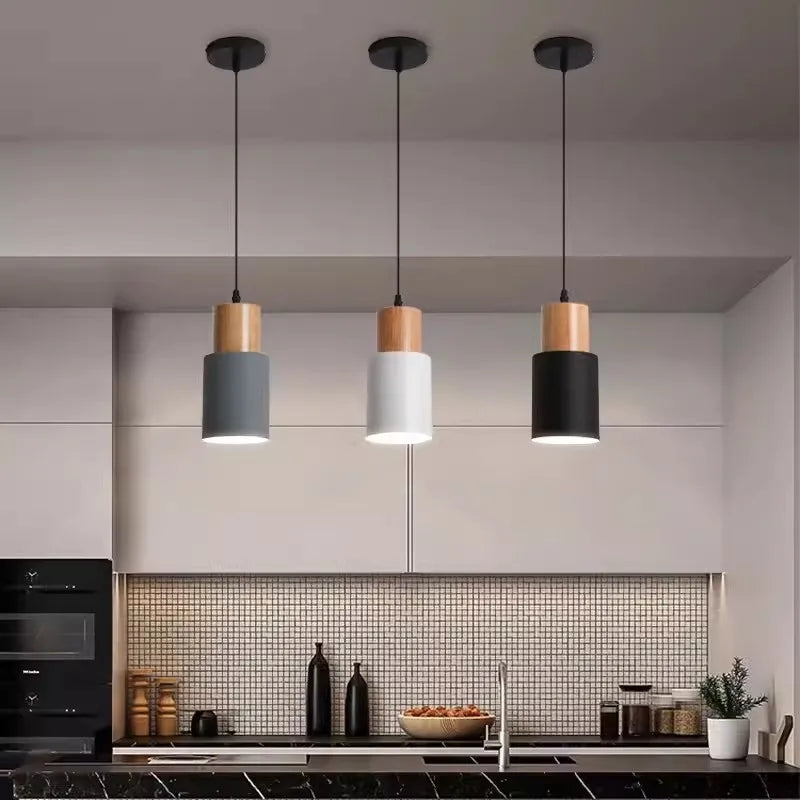 Nordic Pendant Light Wooden Macaron LED Iron Hanging Lamps For Living Room Bedroom Bedsides Restaurant Cafe&#39;s Home Decor&#39;s Lighting