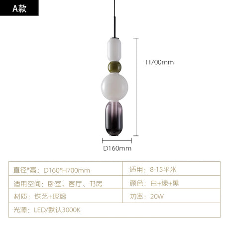 Nordic Colored Glass Pendant Lights Designer Poma Hanging Lamp Candy Glass Restaurant Bar Light Fixture Bedroom Bedside Lampara's