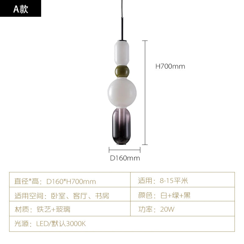 Nordic Colored Glass Pendant Lights Designer Poma Hanging Lamp Candy Glass Restaurant Bar Light Fixture Bedroom Bedside Lampara&#39;s