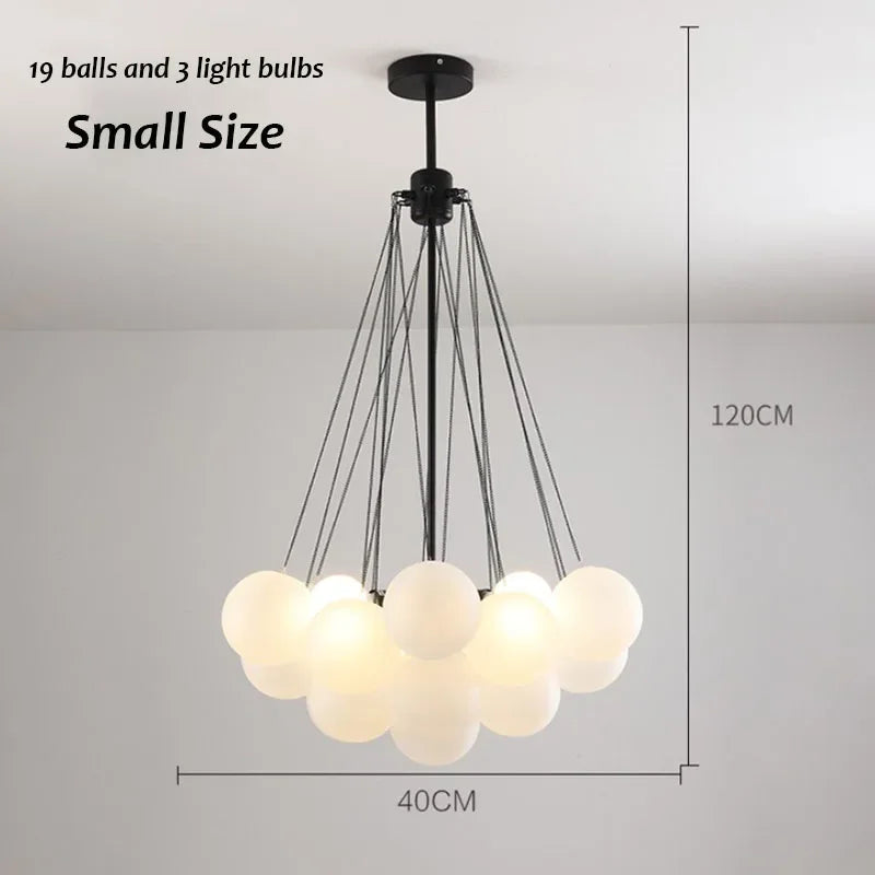Nordic Led Glass Chandelier Lighting 19/37 Balls Black Gold Chandeliers Glass LED Pendant Lamp for Dining Room Living Decoration